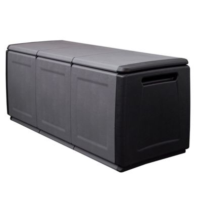 Coffre de rangement 330L Gris/Noir 138 x 53 x H57cm Poignées de transport polypropylène INTEC