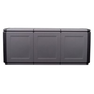 Coffre de rangement 330L Gris/Noir 138 x 53 x H57cm Poignées de transport polypropylène INTEC