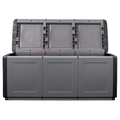 Coffre de rangement 330L Gris/Noir 138 x 53 x H57cm Poignées de transport polypropylène INTEC