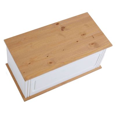 Coffre de rangement BRISTOL en pin massif, lasuré blanc et brun