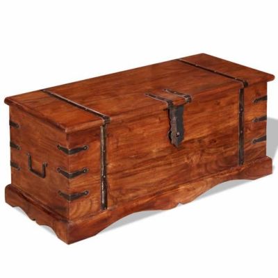 Coffre de rangement en bois massif - VIDAXL - Vintage - Marron - 90cm x 40cm x 40cm
