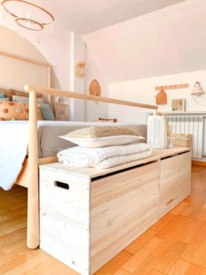 Coffre de rangement en pin massif 50x80x40 cm
