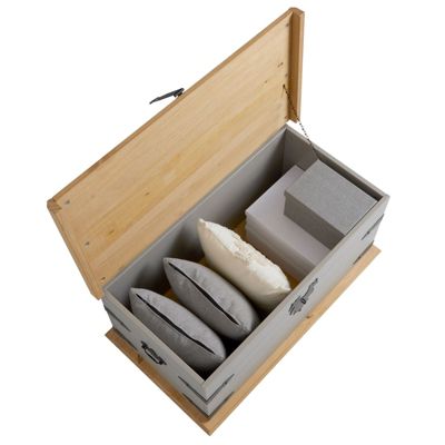 Coffre de rangement en pin TEQUILA style mexicain, lasuré gris et brun