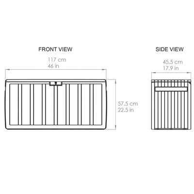 Coffre de Rangement en Resine Gardiun Top 117x45,5x57,50 cm 270L Montage par clic avec Systeme de Verrouillage Gris