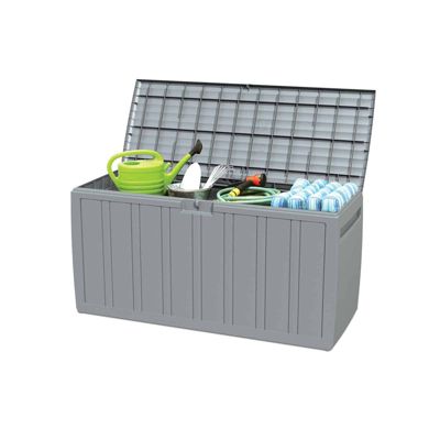 Coffre de Rangement en Resine Gardiun Top 117x45,5x57,50 cm 270L Montage par clic avec Systeme de Verrouillage Gris