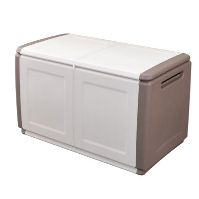Coffre de Rangement Extérieur 230L Malle de Jardin Beige/Taupe 96 x 53 x H57cm Poignées de transport INTEC