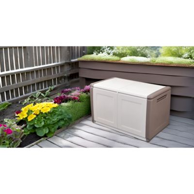Coffre de Rangement Extérieur 230L Malle de Jardin Beige/Taupe 96 x 53 x H57cm Poignées de transport INTEC