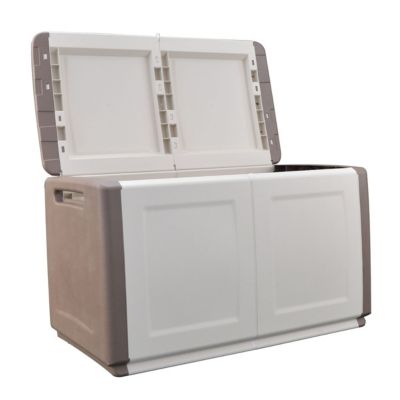 Coffre de Rangement Extérieur 230L Malle de Jardin Beige/Taupe 96 x 53 x H57cm Poignées de transport INTEC