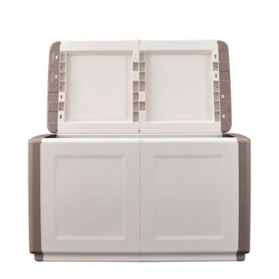Coffre de Rangement Extérieur 230L Malle de Jardin Beige/Taupe 96 x 53 x H57cm Poignées de transport INTEC