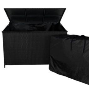 Coffre de Rangement Extérieur en Rotin Noir  582 L