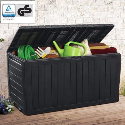 Outsunny Coffre Rangement Extérieur 93L - Malle Jardin Étanche Avec Poignées, 56x41x50cm Noir