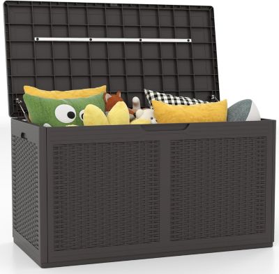 Coffre de Rangement Extérieur Étanche 380 L, avec 2 Roues, pour Balcon Terrasse, Coussins, Jardinage, Charge 200KG (111x56x61cm)