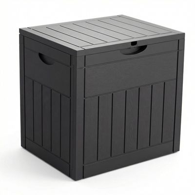 Coffre de Rangement Exterieur 126L en PP 56x43x53CM Style Bois Noir VOUNOT