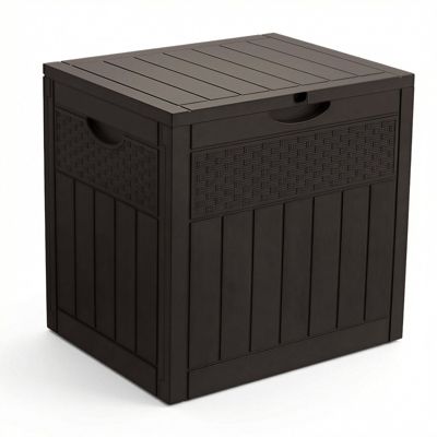 Coffre de Rangement Exterieur 126L en PP 56x43x53CM Style Polyrotin Marron VOUNOT