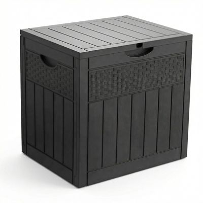 Coffre de Rangement Exterieur 126L en PP 56x43x53CM Style Polyrotin Noir VOUNOT