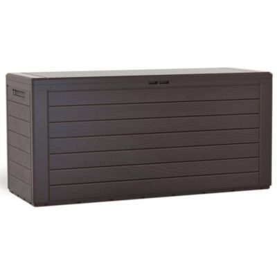 Coffre de Rangement Exterieur 280L  en PP 116x44x55CM Style Bois Marron VOUNOT