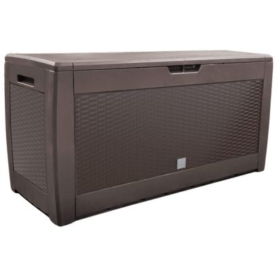 Coffre de Rangement Exterieur 310L en PP 119x48x60CM Style Polyrotin Marron VOUNOT
