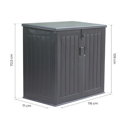 Coffre de Rangement Jardin en Resine Gardiun Soften 775 L Fermeture Amortisseur a Gaz 116x71x109/112,5 cm Noir