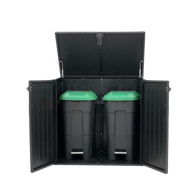 Coffre de Rangement Jardin en Resine Gardiun Soften 775 L Fermeture Amortisseur a Gaz 116x71x109/112,5 cm Noir