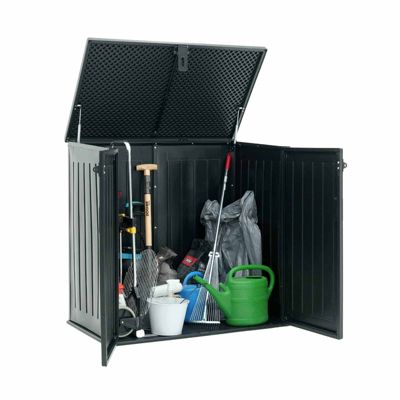 Coffre de Rangement Jardin en Resine Gardiun Soften 775 L Fermeture Amortisseur a Gaz 116x71x109/112,5 cm Noir