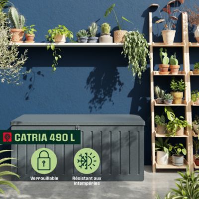 Coffre de rangement résine Catria gris granit 490L