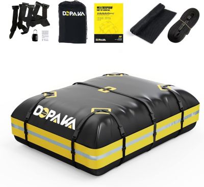 Coffre de Toit Souple pour Voiture Sac de Transport Etanche et Pliable 15 Pieds Cubes en PVC et Nylon 1000D