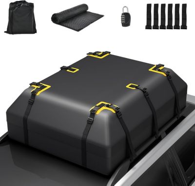 Coffre de Toit Voiture 400L,avec Tapis Antidérapant et 6 Crochets de Porte, pour Voyage et Transport de Bagages (600L)