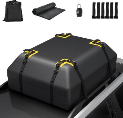 Coffre de Toit Voiture 400L,Sac de Toit Étanche,avec Tapis Antidérapant et 6 Crochets de Porte,pour Voyage et Transport de Bagages