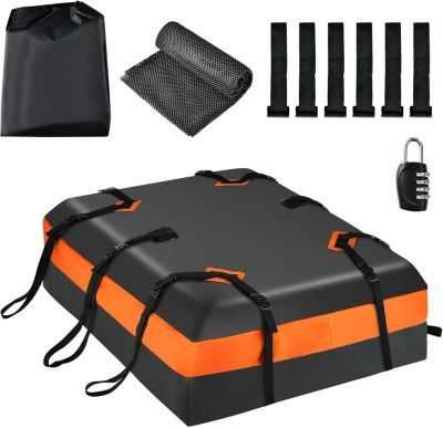 Coffre de Toit Voiture 425L Imperméable,Tapis Antidérapant,Serrure Combinée, Sac de Toit, Adapté à Tous Les Véhicules(Orange)