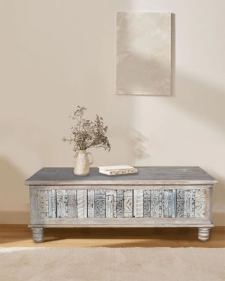 Table basse coffre en bois massif – très lourde – grand rangement - Ameublement