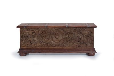 Coffre en manguier bicolore marron