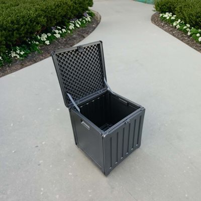 Coffre en Resine Exterieur Gardiun Soften Small 42,8x42,8x46,4 cm 76L, Sangle de Fixation pour Couvercle et Poignees Laterales