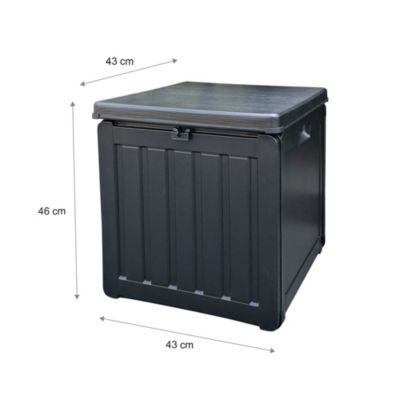 Coffre en Resine Exterieur Gardiun Soften Small 42,8x42,8x46,4 cm 76L, Sangle de Fixation pour Couvercle et Poignees Laterales