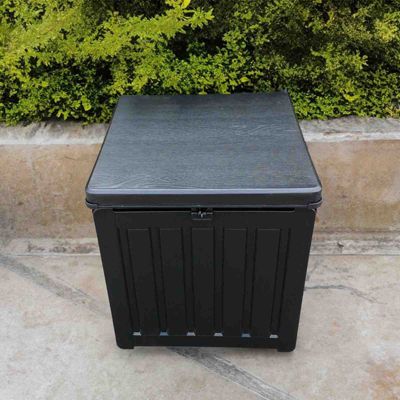 Coffre en Resine Exterieur Gardiun Soften Small 42,8x42,8x46,4 cm 76L, Sangle de Fixation pour Couvercle et Poignees Laterales