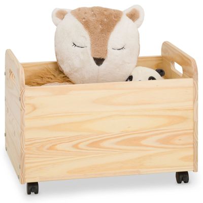 Coffre à jouets BENJAMIN sur roulettes, en pin massif - Coloris naturel