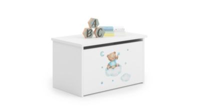 Coffre à jouets Daria blanc avec imprimé ourson bleu