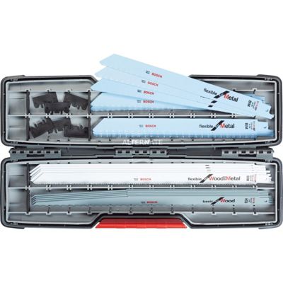 Coffret 20 lames scie sabre Bosch All-in-One ToughBox - 300 mm, bi-metal, bois et métal - 2607010996