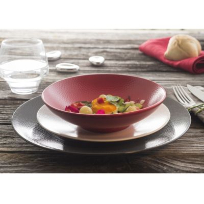 Coffret 6 Assiettes à Dessert Médard De Noblat Onde - Porcelaine Blanche Gravée, Design Contemporain