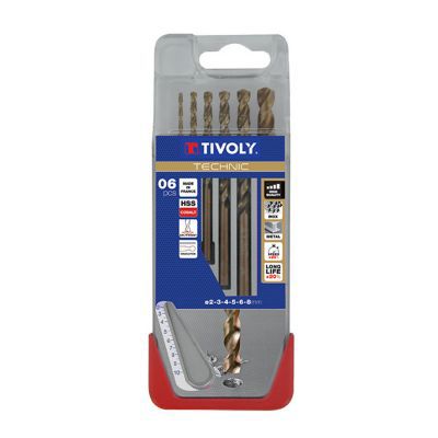 Coffret 6 forets inox gradué Tivoly ø2 ø3 ø4 ø5 ø6 ø8 mm