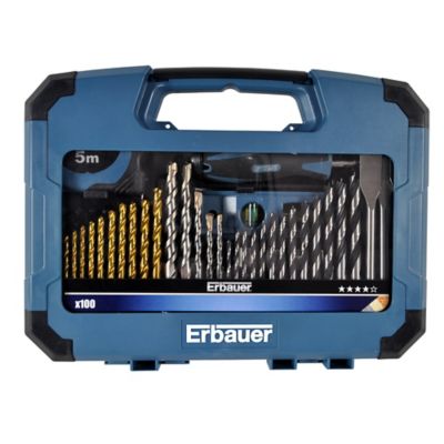 Coffret assortiment forets et embouts perçage vissage Erbauer (100 pcs)