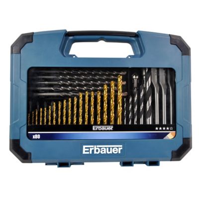 Coffret assortiment forets et embouts perçage vissage Erbauer (80 pcs)
