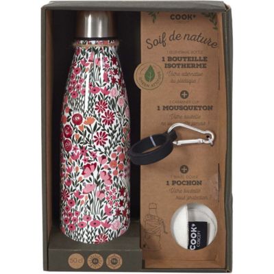 Coffret bouteille isotherme 50 cl avec mousqueton Fleurie