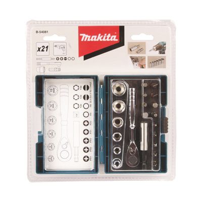 Coffret clé à cliquet MAKITA B-54081 - 21 pièces, embouts et douilles 1/4"