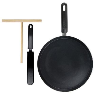 Coffret crêpière - CMP - 28cm - Induction - Avec râteau bois + spatule nylon - Noir