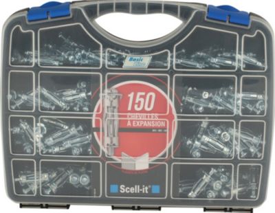 Coffret de 150 chevilles à expansion + vis pré-montées Scell-It, pour plaques de plâtre