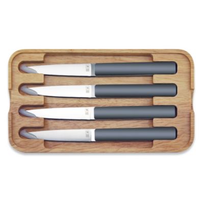 Coffret de 4 couteaux à steak Hector ardoise, lame lisse