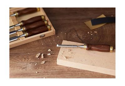 Coffret de 5 Ciseaux à Bois - Manche en bois Vernis - Lame en Acier Chromé - STANLEY, 2-16-217