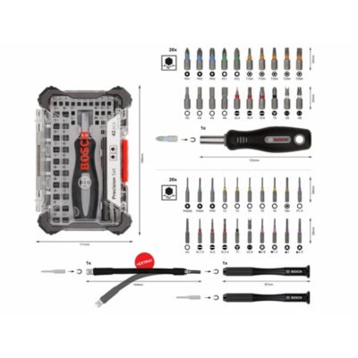4 Tournevis Courts Bosch - PH1, PH2, Plat 4mm Et 6.5mm, Acier S2, Manche Ergonomique, Embout Magnétique