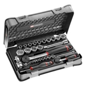 Coffret douilles 1/4'' - 1/2'' 6 pans métriques 30 pièces - FACOM - RS.161-1PB