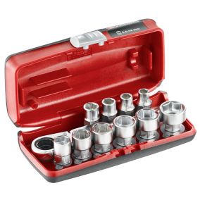 Coffret douilles 1/4'' hexagonales 6 pans métriques Facom, 11 pièces